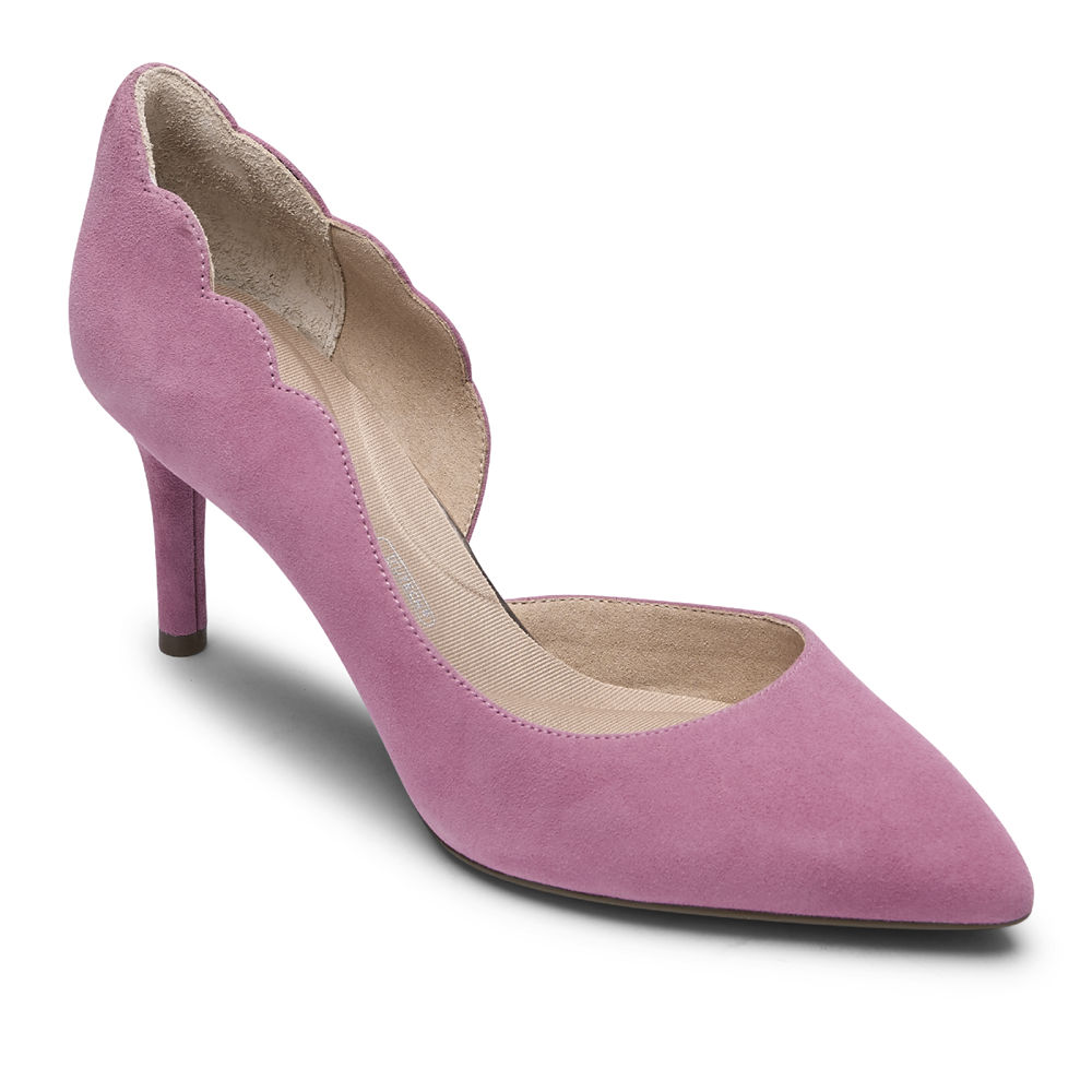 Rockport Singapore Womens Heels - Total Motion 75mm Scalloped DOrsay Pink - YJ2789604